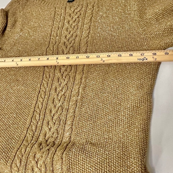 Ralph Lauren Women's Cable Knit Gold Metallic Sweater Size XL - Picture 5 of 9